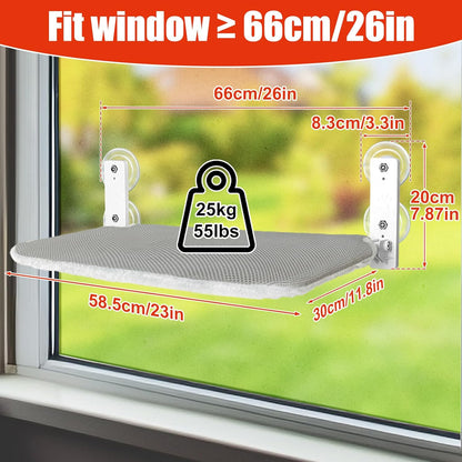 Sunhoo Cat Window Hammock Perch Cordless Perches Window Sill Seat Bed Foldable Stable Lounger Upgraded Suction Cup Easy Assembly Indoor Cats Kitty Shelf Hold Up to 55lbs (Light Gray, L)