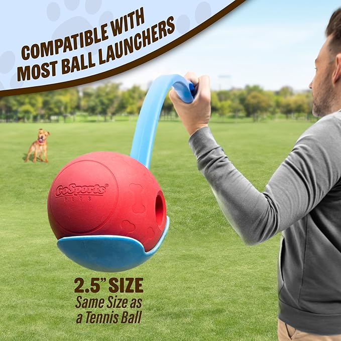 GoSports Pets Solid Rubber Dog Balls - Heavy Duty for Aggressive Chewers - 3 Pack, 2.5 Inch