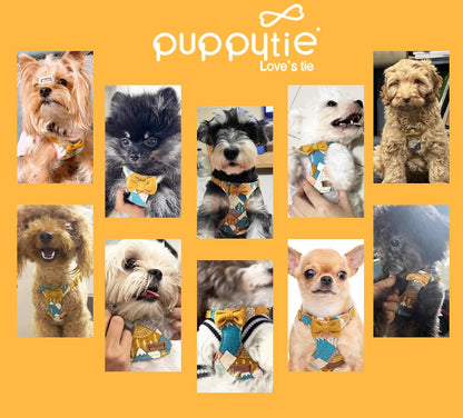 Puppytie No Pull Dog Harness with Multifunction Dog Leash,Soft Adjustable No Choke Escape Proof Pet Harness Vest for Medium Dogs,Suede Bow Yellow,M