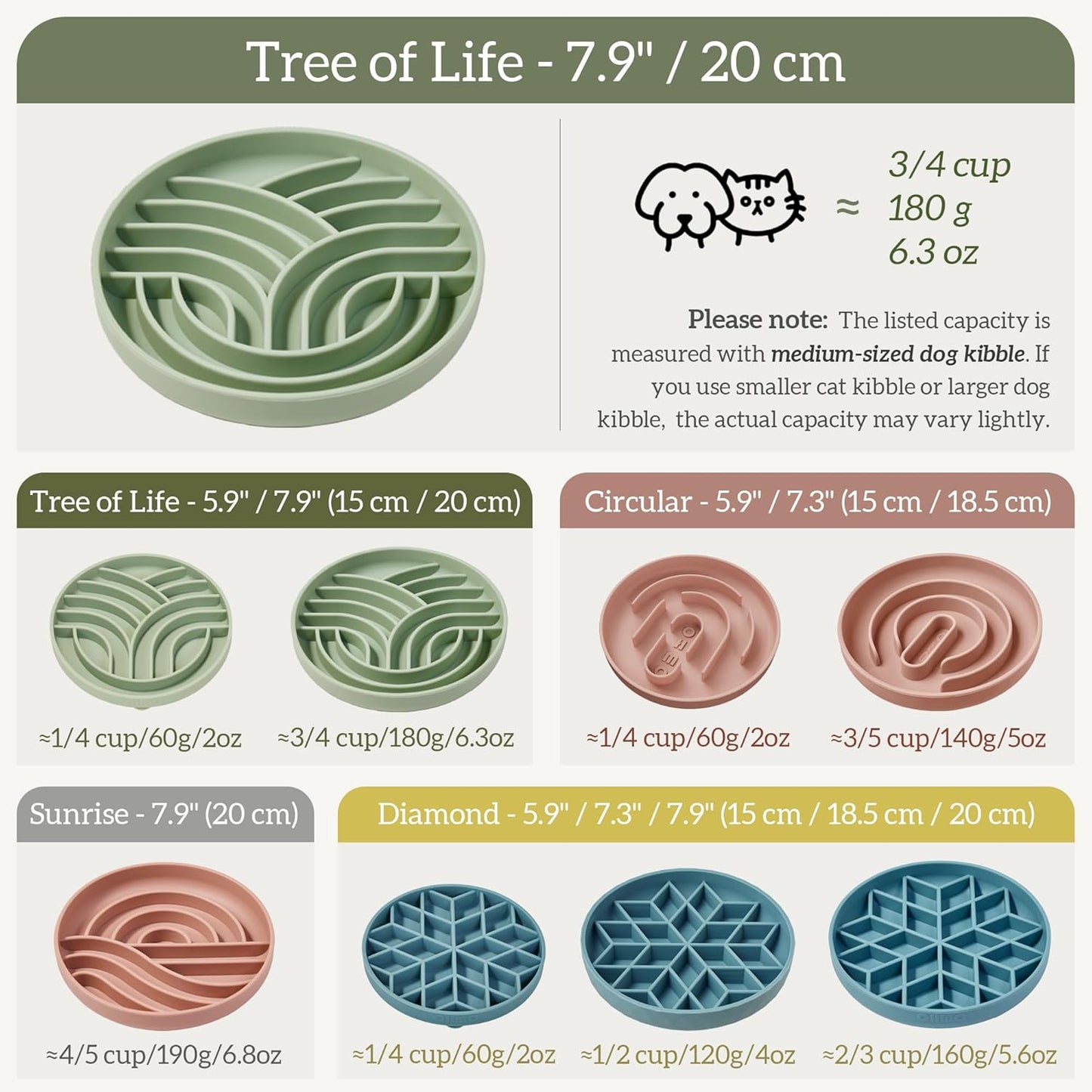 OHMO Slow Feeder Dog Bowls(Tree Life, Celestial) Enrichment Soft Silicone Food Safe Feeding Bowl Non Slip Suction Cup for All Breed Pet, Cat Slow Down Eating Dishes, Boredom and Anxiety Reducer