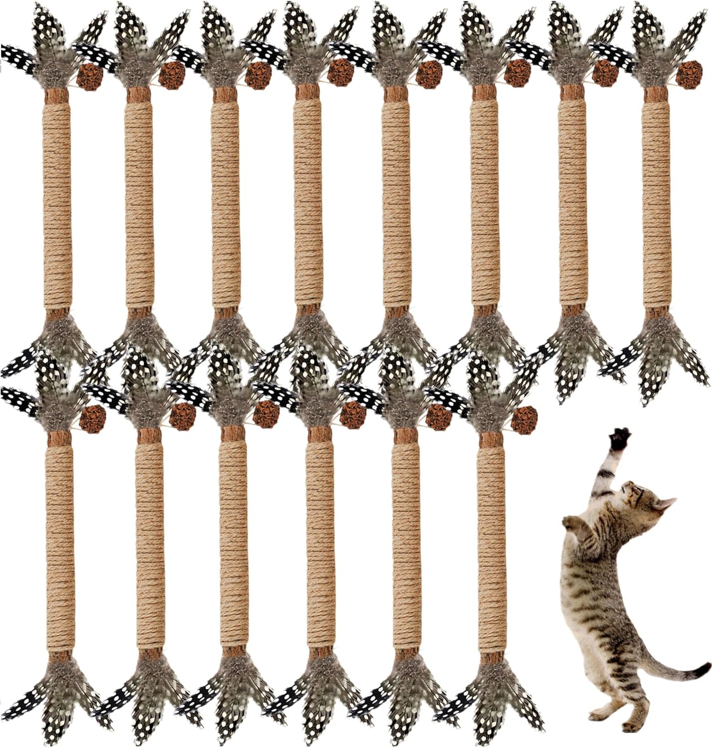 Cat Toys,14Pack Silvervine Cat Feather Toy Kitten Chew Stick Catnip Treat for Cleaning Teeth Indoor Kitty Teaser Wand Molar Snack Interactive Pet Rabbit Bunny Hamster Guinea Pig