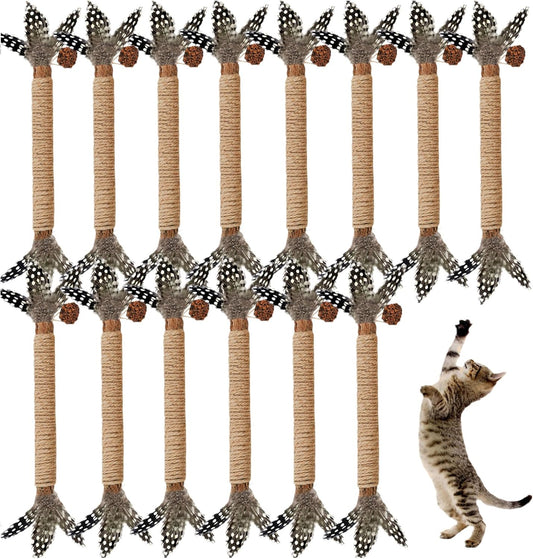 Cat Toys,14Pack Silvervine Cat Feather Toy Kitten Chew Stick Catnip Treat for Cleaning Teeth Indoor Kitty Teaser Wand Molar Snack Interactive Pet Rabbit Bunny Hamster Guinea Pig