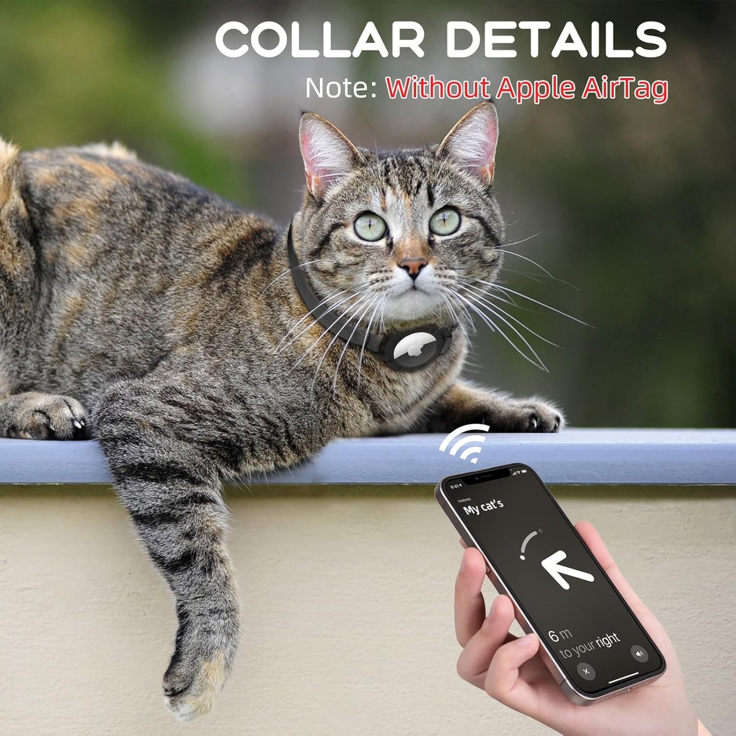 AirTag Cat Collars, Stretchy Collar with Apple AirTag Holder and Bell, Breakaway Ultra Design Elastic GPS Tracking Collars for Cats and Puppies, (7.5-12.5 Inch), Black
