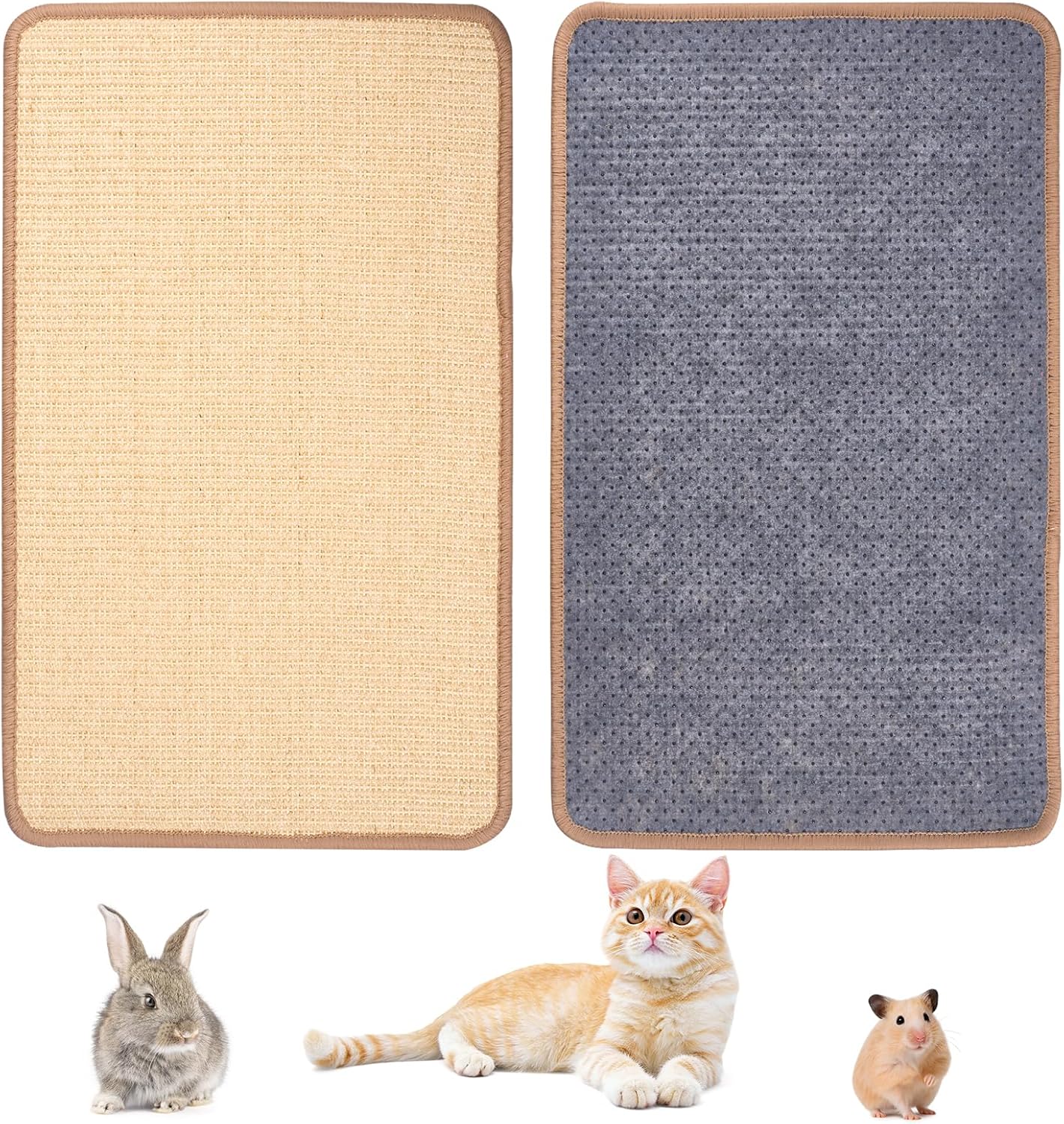 Uranshin Rabbit Scratching Pad,Natural Sisal Bunny Scratch Pad, Rabbit Kitten Cat Scratching Mats for Cages Chew Toys for Bunny Pet Cage Claws and Teeth Care for for Biting Sleeping Bedding Nesting