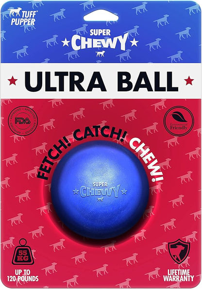 SuperChewy Tough Dog Ball Toy | Lifetime Replacement | Strong Natural Rubber | Great Dog Fetch Toy | Chew Toys for Dogs | Ultra Durable Chew Toys for Aggressive Chewers | Large Breed Tested