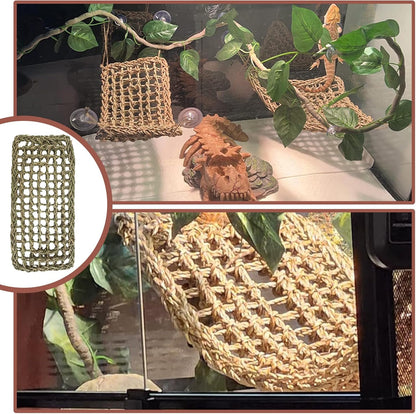 Resin Skull Habitat Hideout Cave Decor Reptile Hammock Lizard Lounger Bearded Dragon Tank Accessories Reptiles Hanging Vine Bendable Jungle Climbing Plant Terrarium Decoration(4PCS)