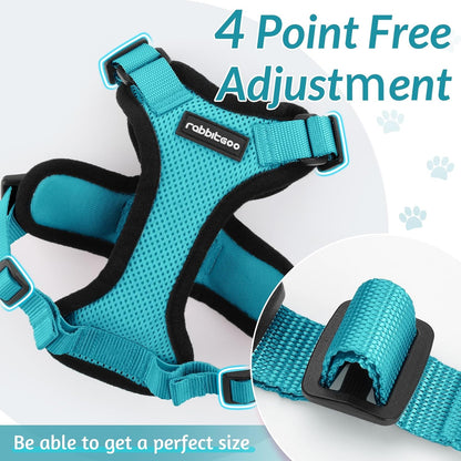 rabbitgoo Cat Harness and Leash for Walking, Escape Proof Soft Adjustable Vest Harnesses for Cats, Easy Control Breathable Reflective Strips Jacket, Teal, M