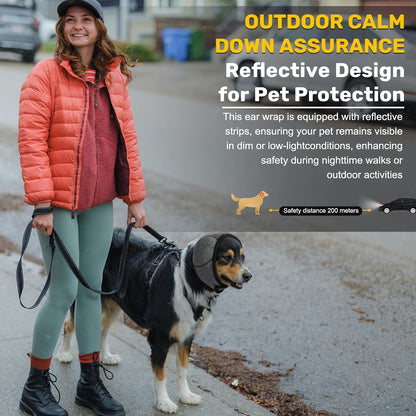 Dog Ear Muffs Noise Protection, No Flap Ear Wraps Cover for Dogs Bath Grooming, Adjustable Dog Calming Hoodie Hematoma Anxiety Firework Thunder,Waterproof Dogs Shower Cap Drying Swimming Bathing (MG)