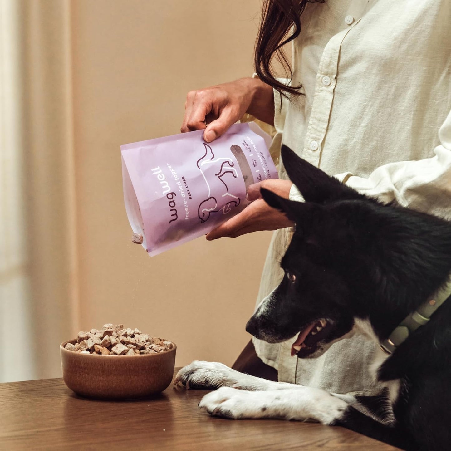 WagWell Beef Liver Freeze-Dried Topper - Grain Free, High Protein Daily Meal Complement for Dogs Made in The USA - Human Grade, Minimally Processed - Pack of 2