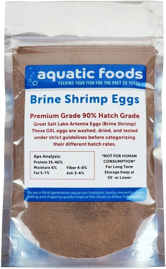 Aquatic Foods Inc. Brine Shrimp Artemia Eggs, Premium Grade 90% Hatch Rate from The Great Salt Lake, Utah, USA. - 400 Grams