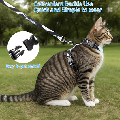 Cat Harness and Leash Set, Escape Proof Cat Harness, Comfortable Soft Lightweight Cat Leash, Use Safe and Easy, Outdoor Walking Travel Kitten Harness for Small Medium Large Cats
