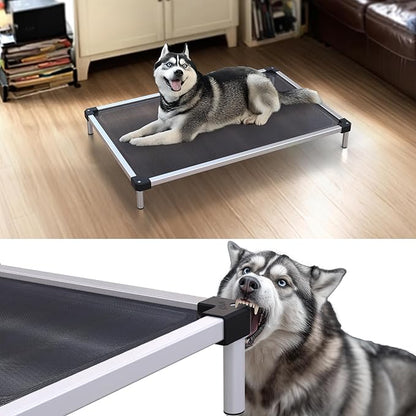 FXW TitanNest Chew-Proof Elevated Dog Bed, Raised Cot for Indoor/Outdoor/Camping Use, Durable & Waterproof Cooling Pet Bed for Medium Dogs, 42.0" L x 27.0" W x 5.0" H, Black