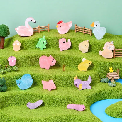 160 Pcs Mini Resin Animals Luminous Tiny Resin Animal Figures to Hide 35 Types Variety Mini Animals Ducks for Fairy Garden Accessories Micro Landscape Aquarium Decor Garden Dollhouse Accessories