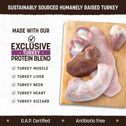 Earth Animal Wisdom Air Dried Dog Food - Turkey Recipe Premium Natural Dry Dog Food for All Breeds & Ages - 8 Lbs Bag