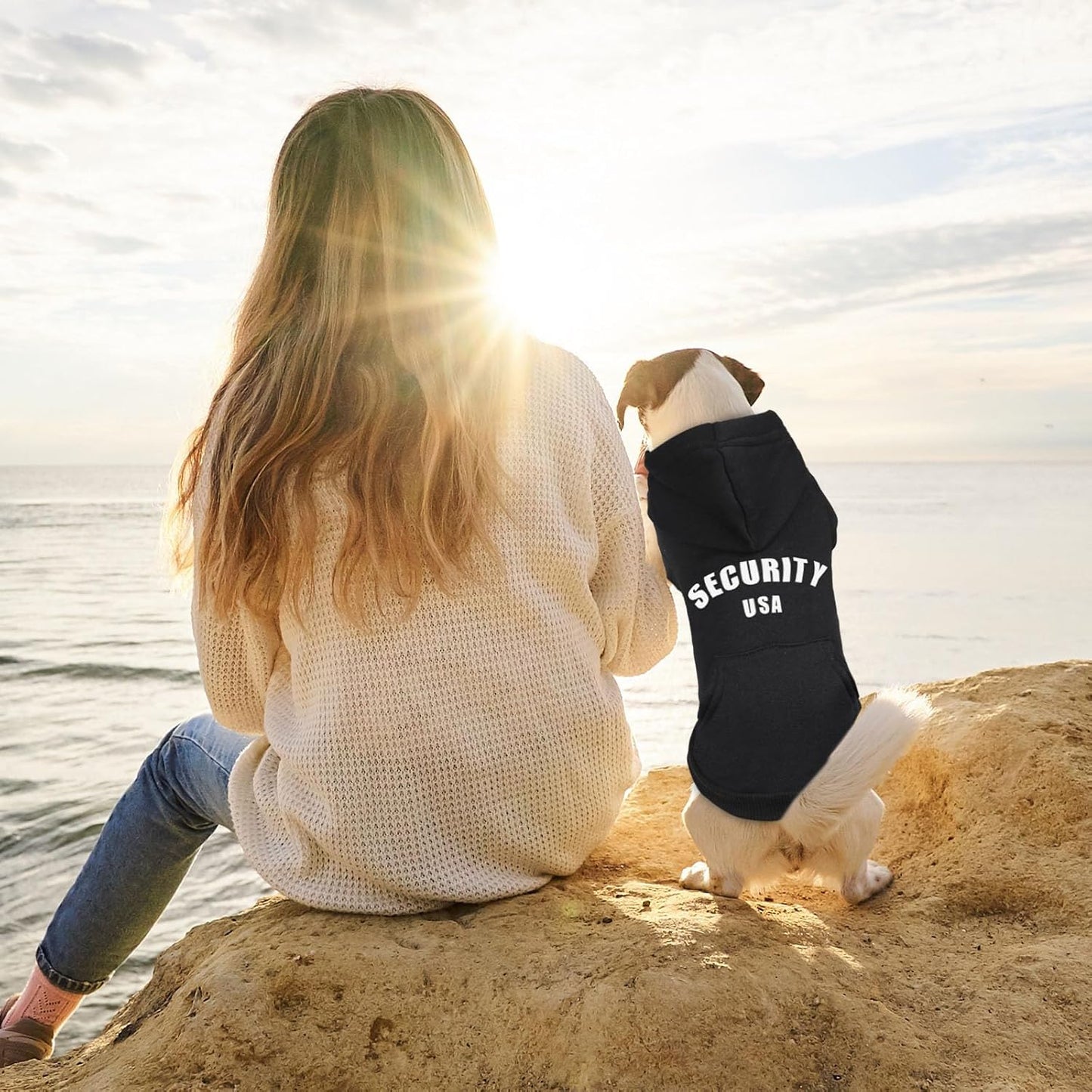 Dog Sweaters for Small Dogs Security Dog Hoodie Warm Cozy Brushed Fleece Interior Dog Clothes with Pocket Dog Hoodie for Small Dogs Puppy Sweatshirt(XS)