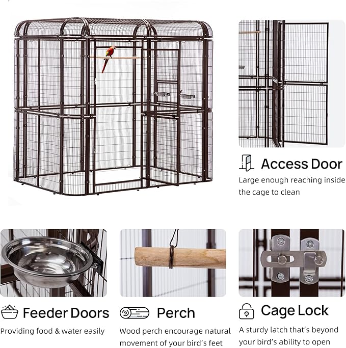 wonline Parrot Cages for Large Birds Outdoor Extra Large Bird Cage with Bird Cage and Perch, Suitable for Macaws Canaries Parrots Budgie Lovebirds