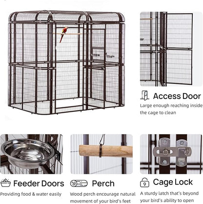 wonline Parrot Cages for Large Birds Outdoor Extra Large Bird Cage with Bird Cage and Perch, Suitable for Macaws Canaries Parrots Budgie Lovebirds