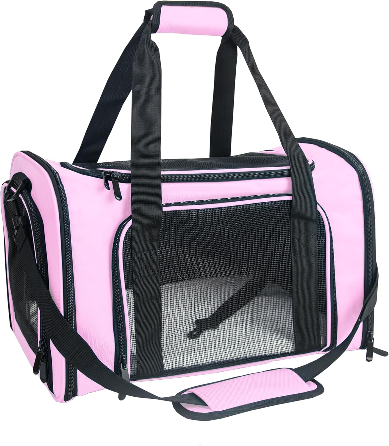 Soft Sided Carrier for Small Medium Cats Dogs,Removable Pad Collapsible Travel Pet Carrier Large Pink