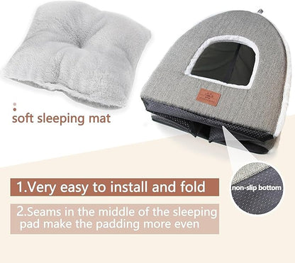 Cat Bed for Indoor Cats - Cat Cave Bed Cat House Cat Tent with Removable Washable Cushioned Pillow, Soft and Self Warming Kitten beds,Cat Beds & Furniture （Large Grey）