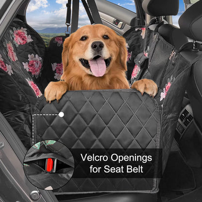 Femuar Dog Car Seat Cover, Waterproof Nonslip Pet Seat Cover for Back Seat with Storage Pockets Mesh Visual Window, Heavy Duty Scratchproof Pet Dog Seat Cover Hammock for Cars Trucks and SUVs