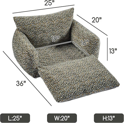 Hollypet Cat Bed Fluffy Plush Mutifuctional Double-Layer Soft Pet Couch Orthopedic Sofa Nest Beds for Small Cats and Dogs, Black Leopard (25x20x13 inch)