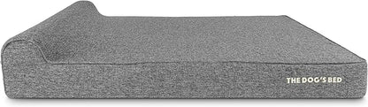 The Dog’s Bed Orthopedic Headrest Dog Bed XXL Grey Linen, Memory Foam, Pain Relief for Arthritis, Hip & Elbow Dysplasia, Post Surgery, Lameness, Waterproof Washable Cover