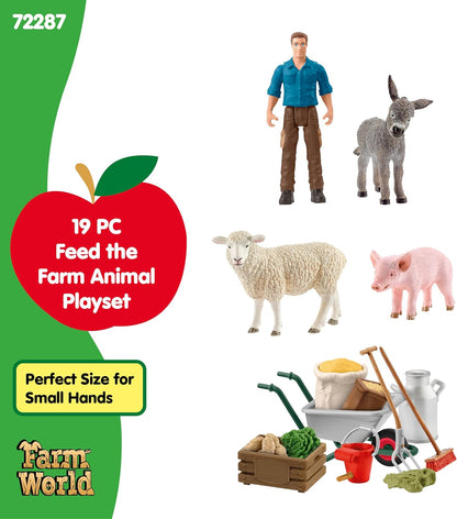 Schleich Farm World - Animal Feeding Playset for Boys and Girls - Farm Animal Toys for Imaginative Play - Kids Ages 3+| 72287