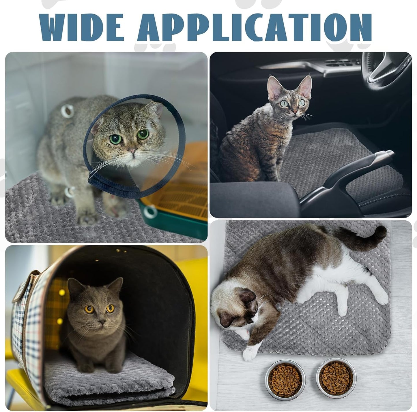 4 Pcs Self Heating Cat Pad Self Warming Cat Bed Dog Heating Pad Washable Thermal Pet Mat for Indoor Outdoor Pet 16 x 20 Inch Removable Non Slip(Gray)