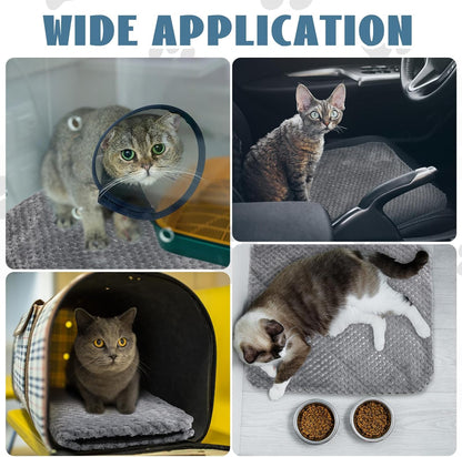4 Pcs Self Heating Cat Pad Self Warming Cat Bed Dog Heating Pad Washable Thermal Pet Mat for Indoor Outdoor Pet 16 x 20 Inch Removable Non Slip(Gray)