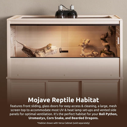 New Age Pet ECOFLEX 48" Mojave Reptile Lounge -Durable Wood Plastic Composite Habitat with Ventilation, Removable Glass Doors & Lock, Easy Assembly, for Tortoises, Snakes, Iguanas
