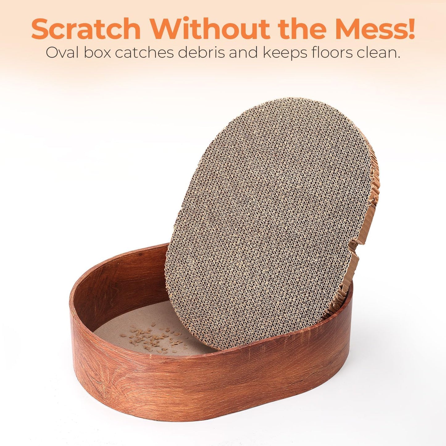 3 Pcs Cat Scratching Board with Box, 2 in 1 Cardboard Cat Scratchers Bed for Indoor Cats, Round Scratch Bowl with Thicker Double-Sided Pad for Cats' Scratch Need