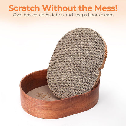 3 Pcs Cat Scratching Board with Box, 2 in 1 Cardboard Cat Scratchers Bed for Indoor Cats, Round Scratch Bowl with Thicker Double-Sided Pad for Cats' Scratch Need