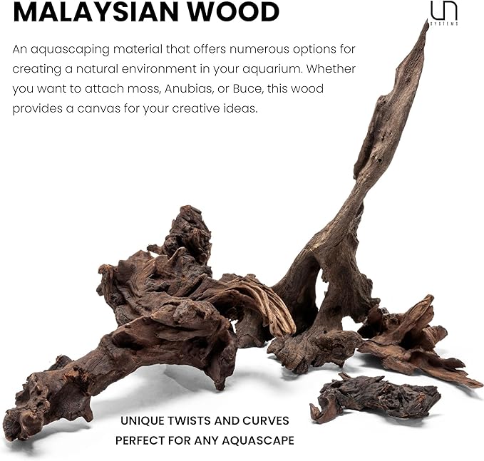 Ultum Nature Systems Driftwood - Malaysian Drift Wood for Fish Tank, Planted Tank, Terriarium, Paludarium - Versatile Natural Driftwood Decor, Events Wood Centerpiece - Malaysian, Small (8-12")