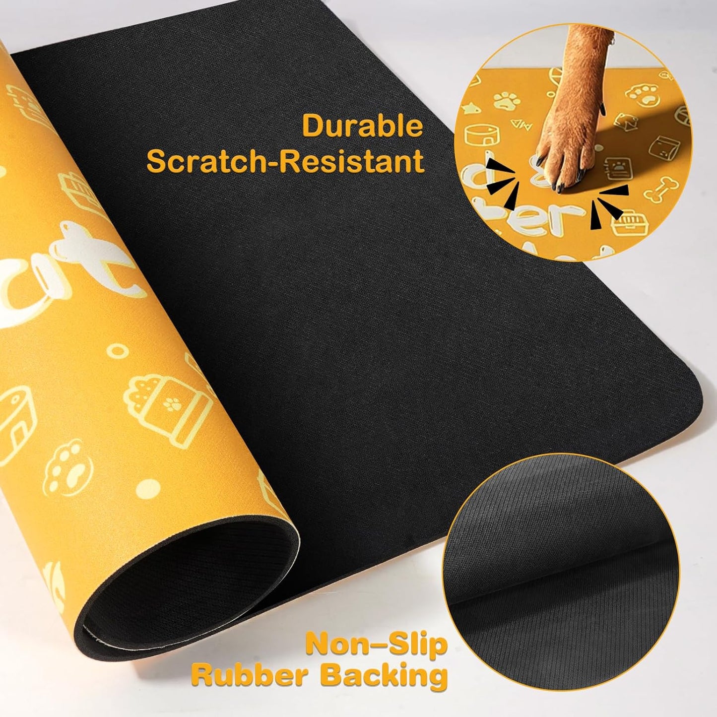 Pet Feeding Mat,Dog Cat Mat for Food and Water,Dog Bowl Waterproof Placemat with Rubber Backing,Absorbent Quick Dry Water Dispenser Mat for Pet（Orange 16"×24"）