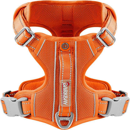 BARKBAY Dog Harness No Pull with ID Tag Pocket - Heavy Duty, Reflective, Easy Control for Large Dogs(Orange,L)
