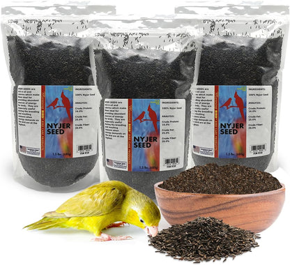 Morning Bird Nyjer Seed for Birds 4.5 lbs (3-Pack, 1.5 lbs Each)– Energizing Nutrition with Rich in Vitamins and Supplements – Ideal Bird Food for Breeding & Molting – Finch Seed for All Birds