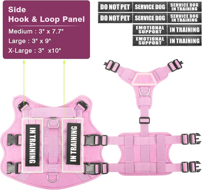 WINSEE Service Dog Vest Harness for Large Dog, Tactical Working MOLLE Vest with 10 Pet Patches, No Pull Heavy Duty Harness for Training Walking