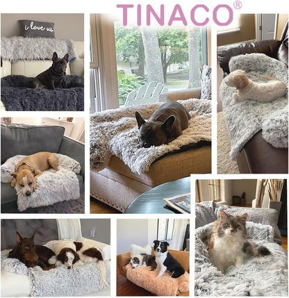 Tinaco Luxurious Calming Dogs/Cats Bed Mats, Dog Pad Washable Removable Couch Cover, Plush Long Fur Mat for Pets, Waterproof Lining, Perfect for Small, Medium and Large Dogs and Cats (Pink, 34"x30")