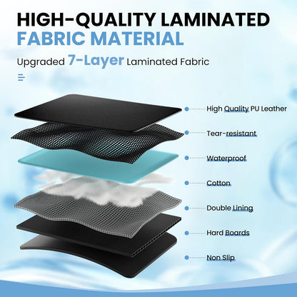 Dog Car Seat Cover for Back Seat, 7-Layers PU Leather Anti Scratch, 100% Waterproof Back Seat Extender for Dogs with Hard Bottom, Holds 450lbs，Non-Slip Dog Hammock for Cars Trucks and SUVs, Black