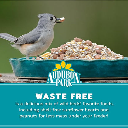 Audubon Park Waste Free Wild Bird Seed – 12 lb. No Mess Blend with Sunflower Hearts & Peanut Pieces – Bird Food for Outside Feeders