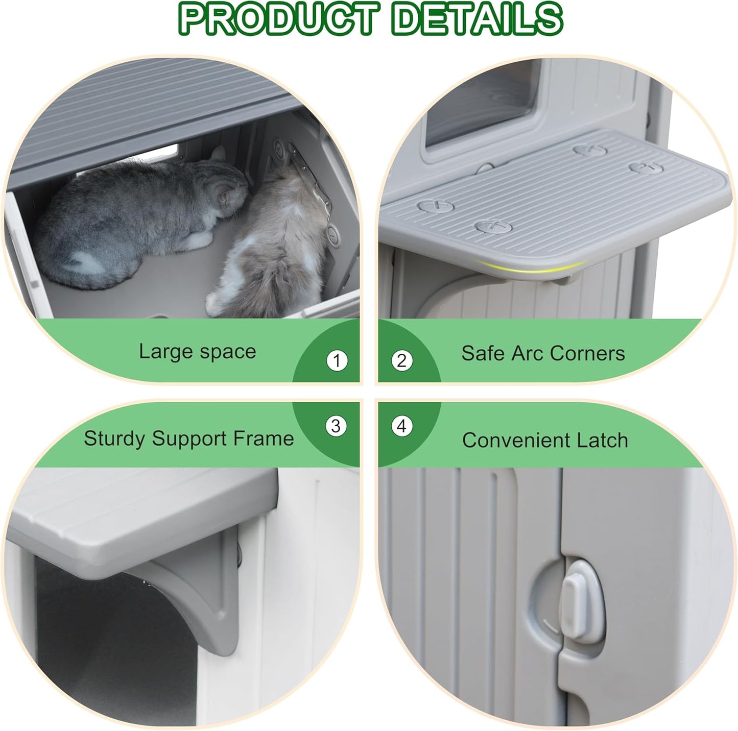 Rockever Plastic Insulated Outdoor Cat House with Escape Door, 2 Story Waterproof Cat House for Outdoor Cats for Feral Cats, Elevated Outside Cat Shelter, Clean and Assemble Easily