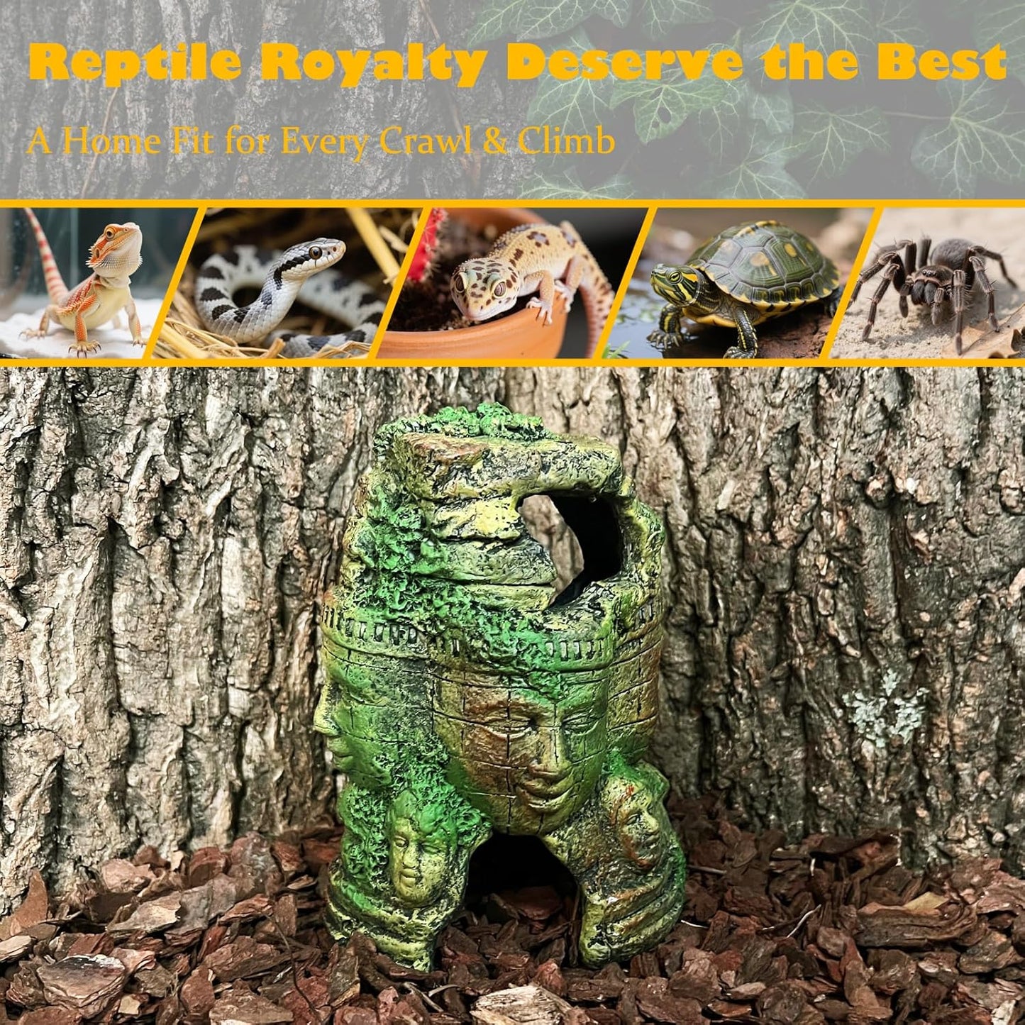 Bearded Dragon Reptile Hide Caves Khmer Buddha Ruins Décor Lizard Leopard Gecko Hideout Terrarium Tank Snake Amphibian Personalized Cambodia Decoration