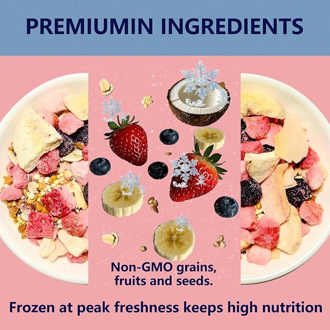 JADINGSFARM Fruity Buffet Blend Diet, 4.4 oz Food for Hermit Crabs, All Natural Hermit Crab Food, Hermit Crab Treats, High Protein & Nutrient Blend Diet of Oats, Blueberries, Strawberry, Banana, Sprouted Seeds Mix for Hermit Crabs.