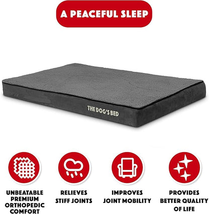 The Dog’s Bed Orthopedic Memory Foam Dog Bed, XL Grey Plush, Pain Relief for Arthritis, Hip & Elbow Dysplasia, Post Surgery, Lameness, Supportive, Calming, Waterproof Washable Cover