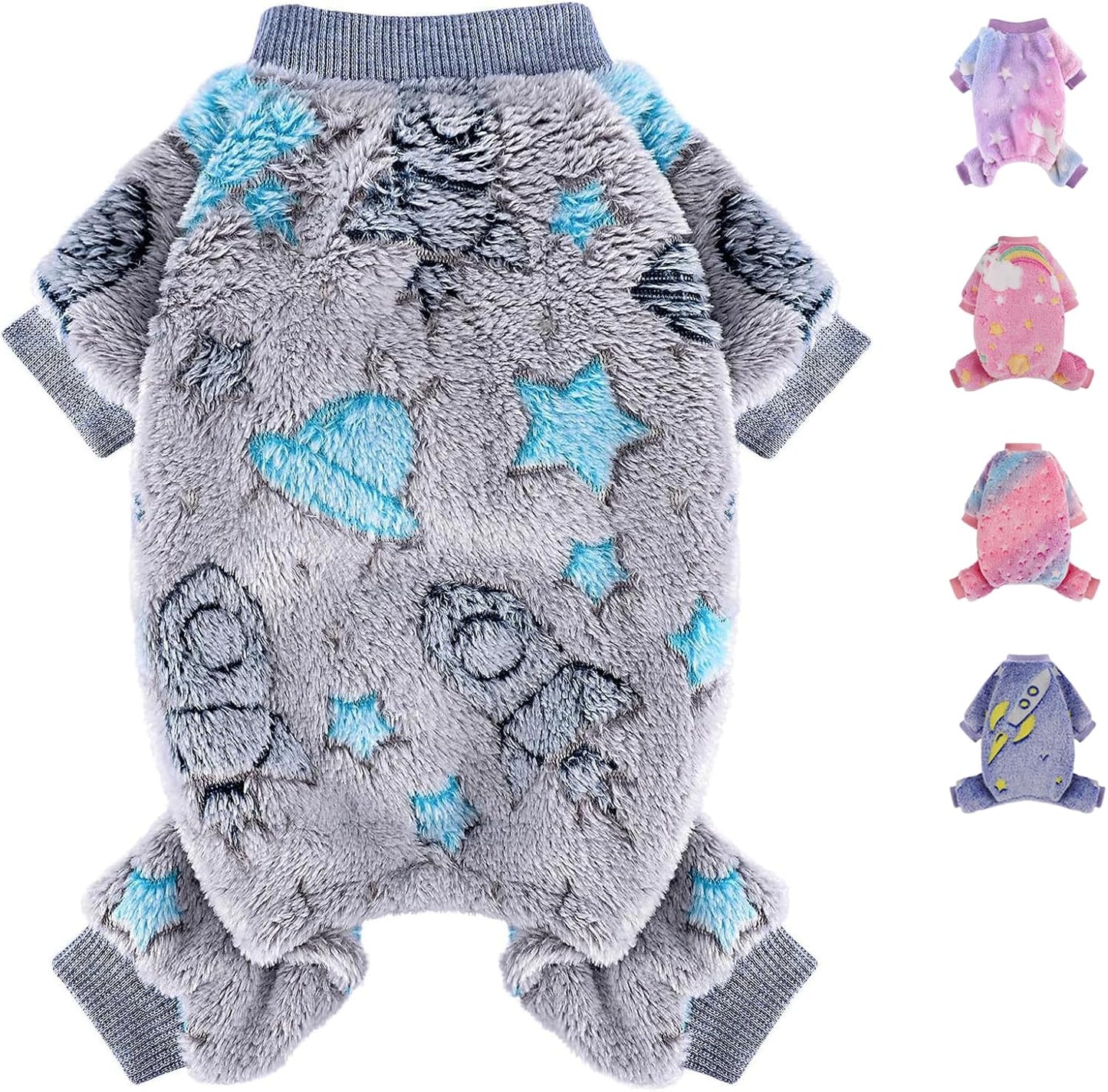 Fleece Dog Pajamas for Small Dogs Boy Warm Winter Dog Clothes Pjs Cute Extra Small Dogs Sweaters 4 Legs Puppy Jumpsuit Soft Puppy Onesies Pet Apparel Outfits for Chihuahua Yorkie Cat, Grey, XS