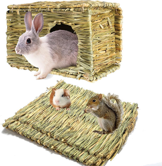 Bunny Grass House-Hand Made Edible Natural Grass Hideaway Comfortable Playhouse for Rabbits, Guinea Pigs and Small Animals to Play,Sleep and Eat (style6)