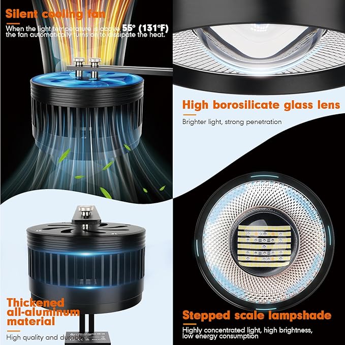 AQQA Aquarium Clip-On Stream Light with Controller, LED Fish Tank Light with 3 Modes (White/RGB/Full Spectrum), Timer & 6 Brightness Levels, Adjustable Clamp for Freshwater Plants Fish Tanks 80W