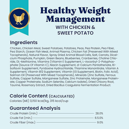 Solid Gold Healthy Weight Management Dry Dog Food for Adult & Senior Dogs - Real Chicken, Probiotics & Omega 3 Fish - Grain Free Dry Dog Food for Healthy Weight & Gut Health - Nutrientboost – 3.75LB