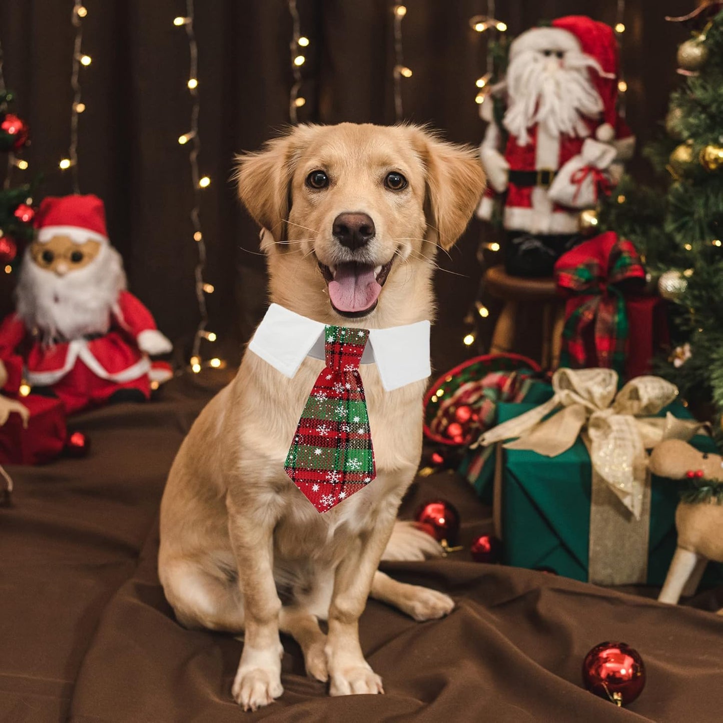 ADOGGYGO Christmas Dog Necktie Pet Tuxedo Christmas Dog Neck Tie Collar with Red Green Plaid Tie for Small Medium Large Dogs Pets (Small, Red & Green)