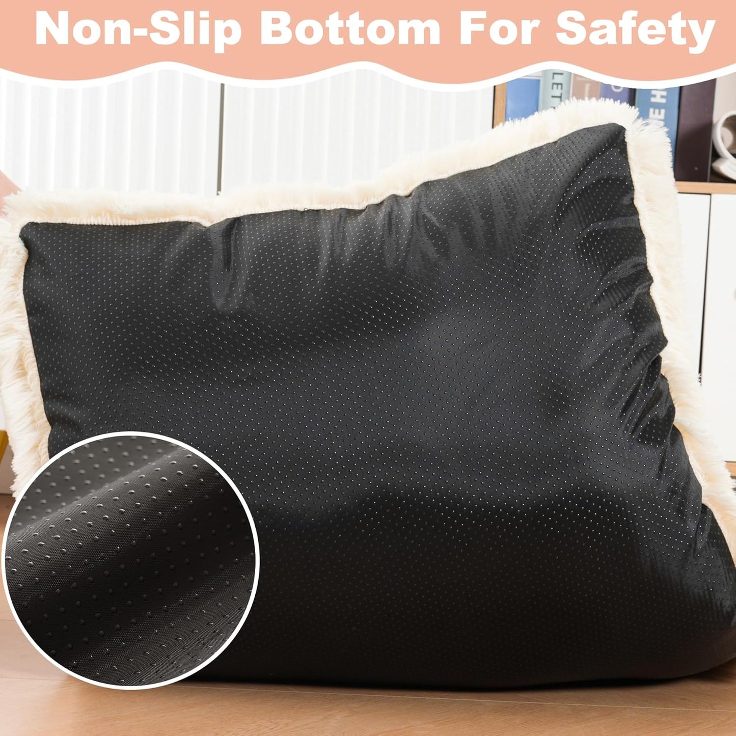 Bedfolks Waterproof Dog Crate Pad, Plush Dog Kennel Bed with Removable Cover, Faux Fur, Washable, 17"x12", Cream